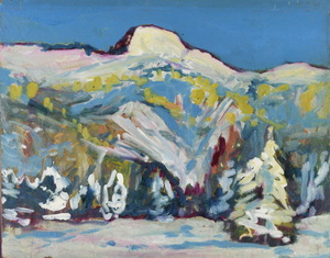 Werkverzeichnis Nr. 1382, um 1985, Hohes Brett,  Öl auf Hartfaser, 56,5 x 71,0 cm
